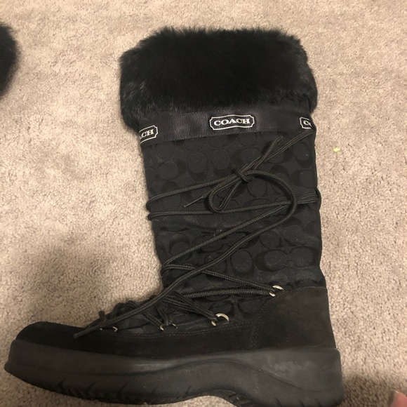 Coach Leighann Fur Trimmed Boots
